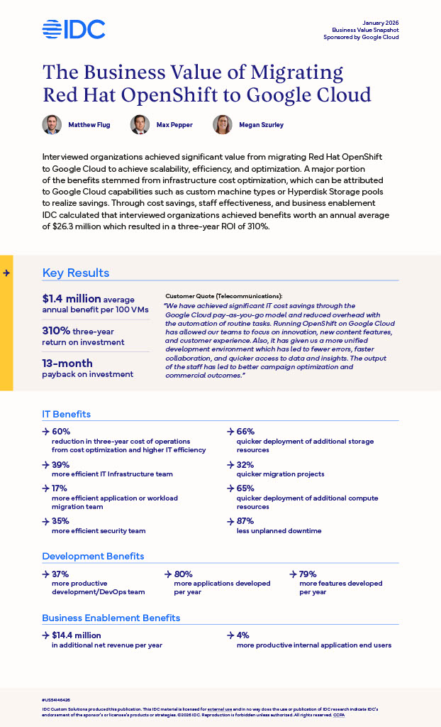 the business value of migrating red hat openshift to google cloud