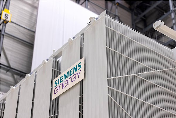 Siemens Energy logo on a huge machine
