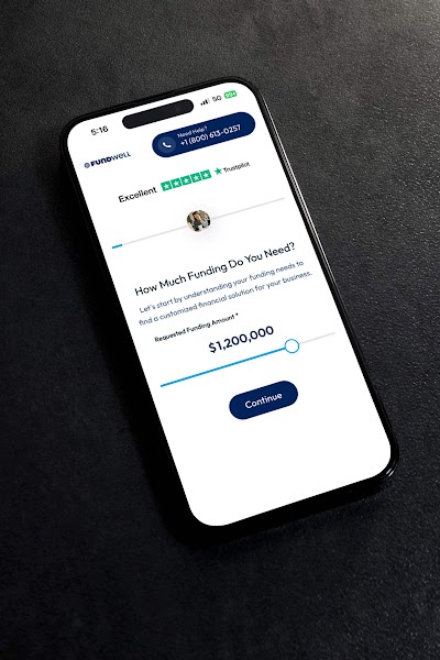 Fundwell apply site on phone screen