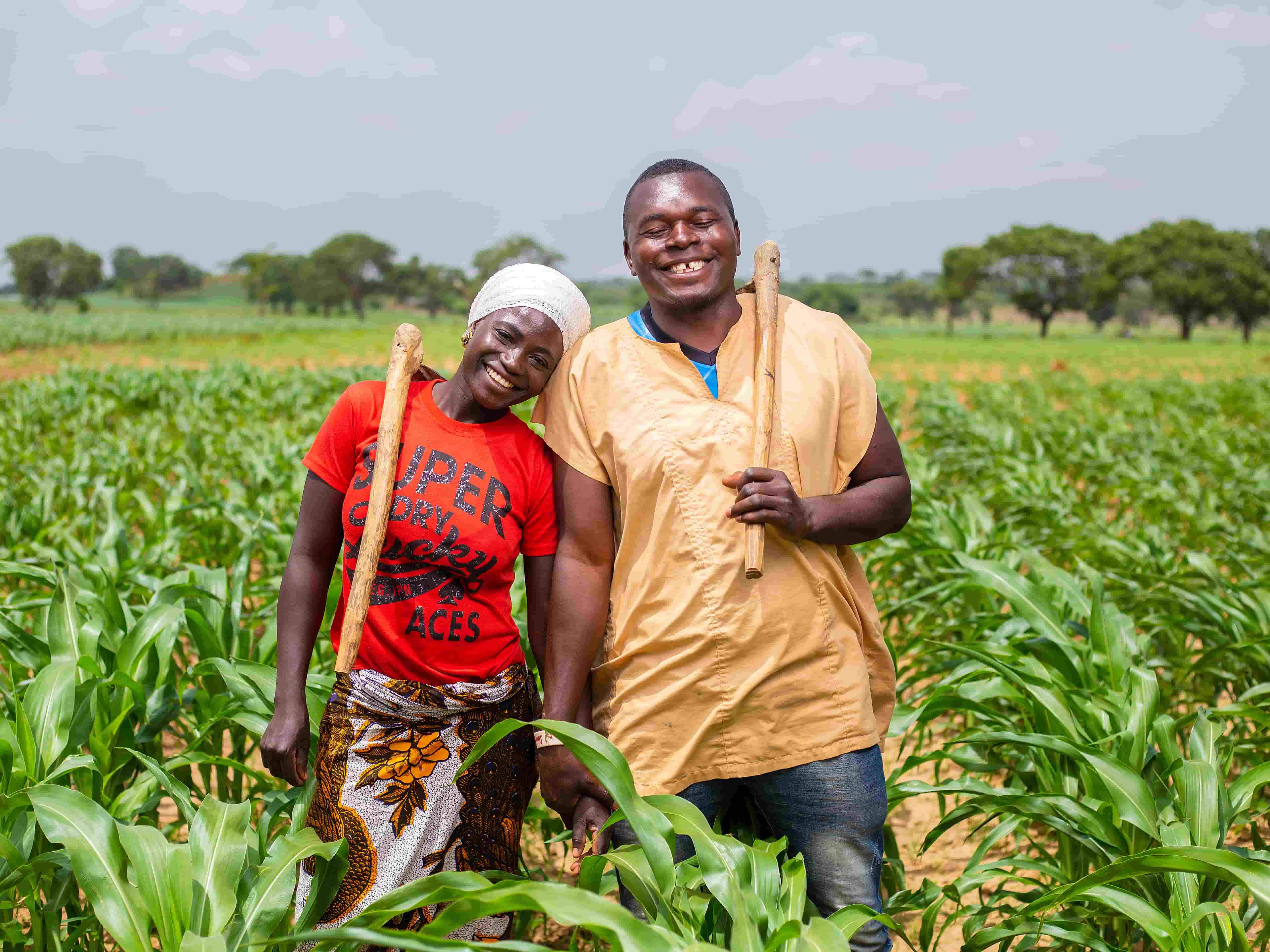 Couple working in the field