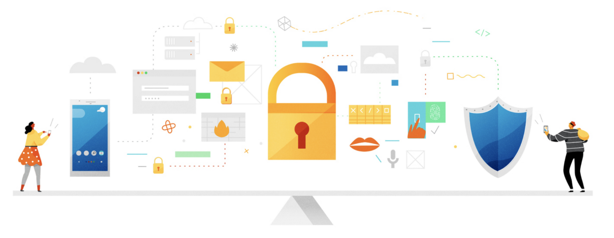 Ikon konseptual yang menunjukkan perlindungan aplikasi web dan API yang lebih baik dari ancaman