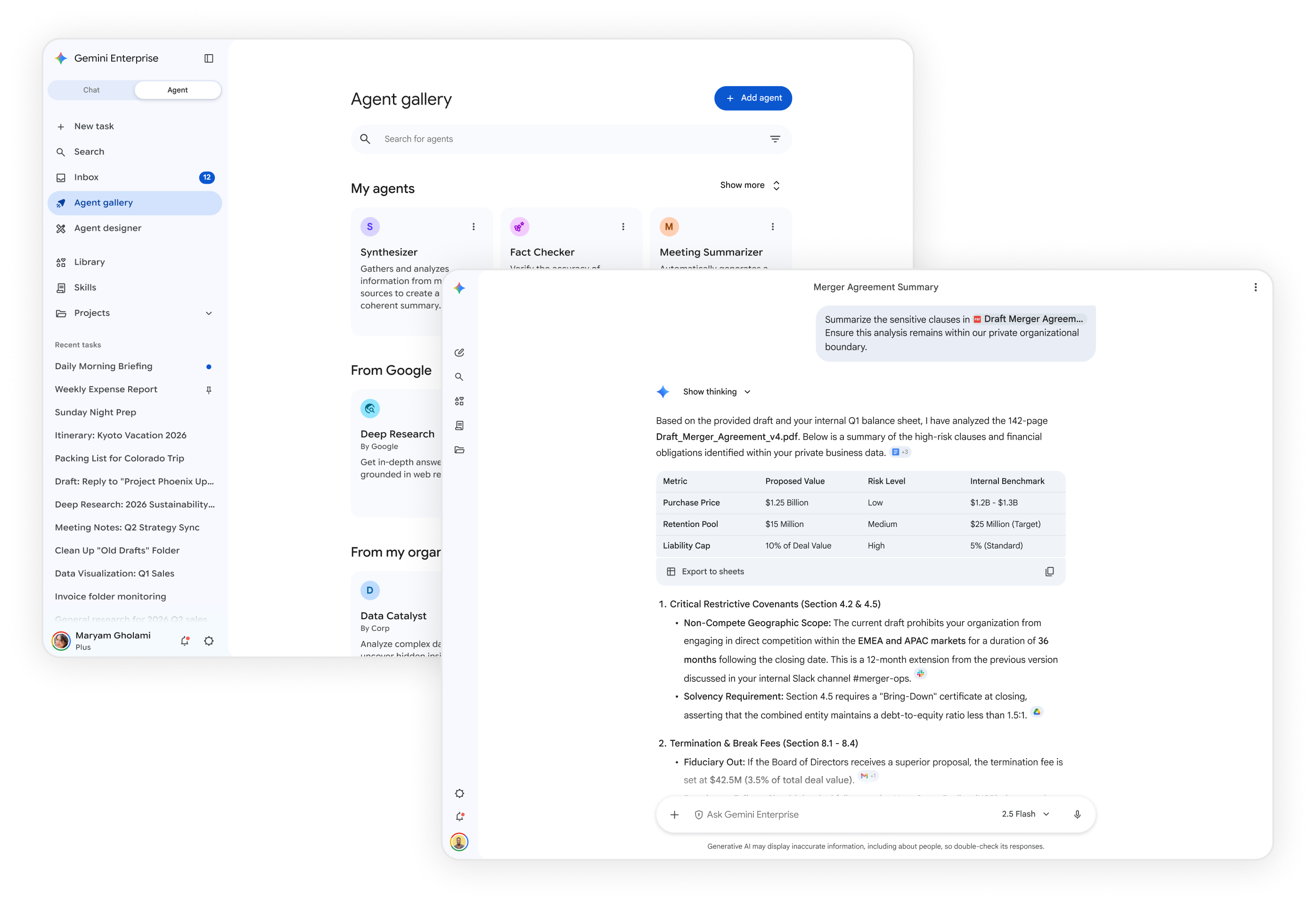 Gemini Enterprise app interface