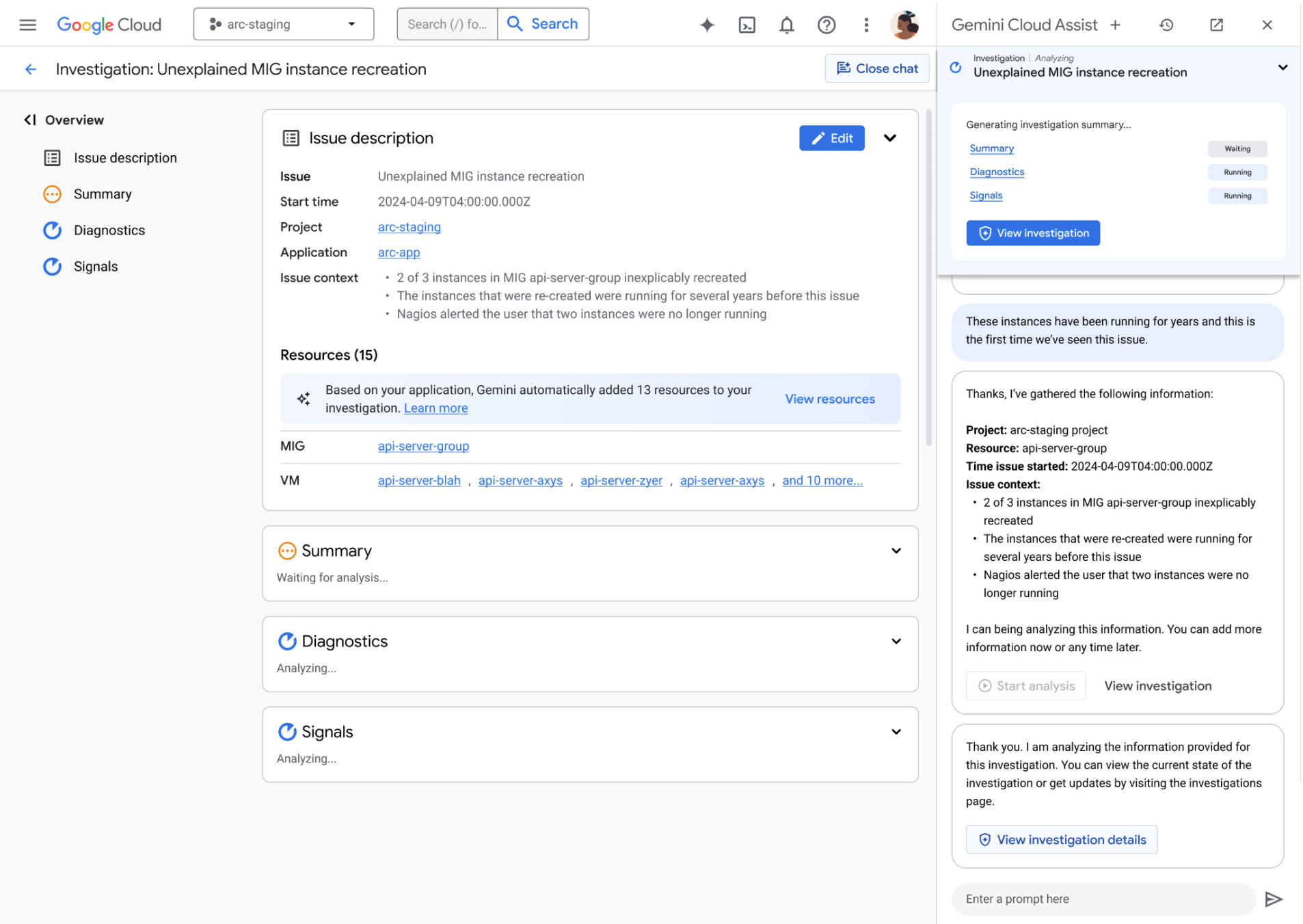 Gemini Cloud Assist Investigations