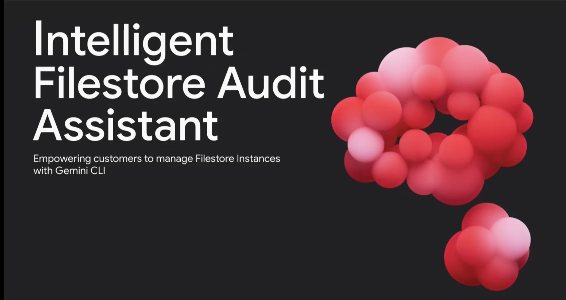 Demo thumbnail showing bubbly red clouds and the title "Intelligent Filestore Audit Assistant"