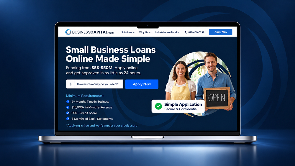 Financial landing page for Business Capital