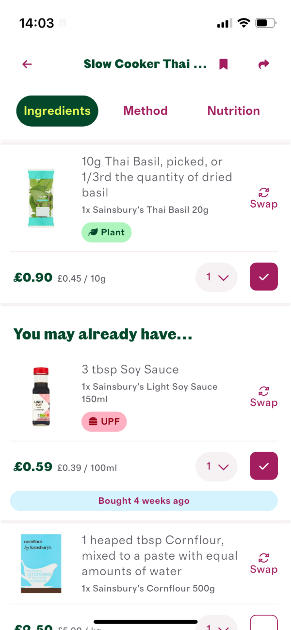 The model in action in the app