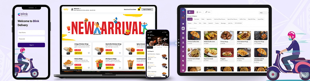 Blink Delivery app and website displaying food options 