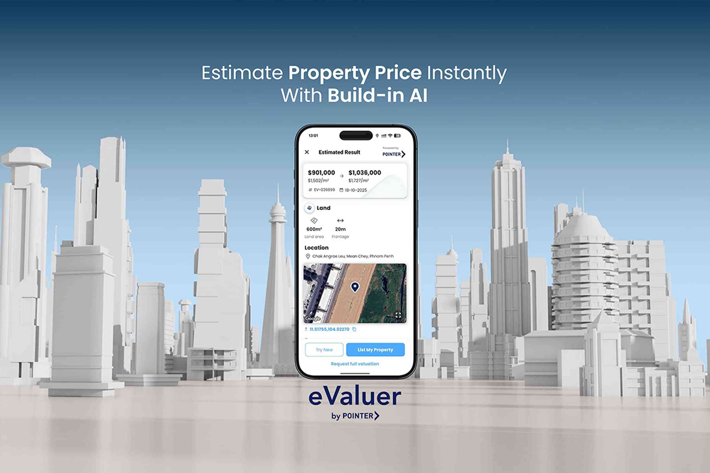 Pointer eValuer app on a smartphone