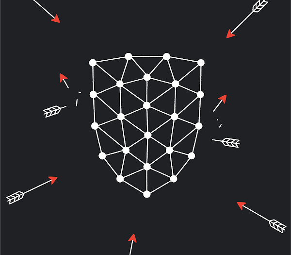 Defender shield in white grid lines