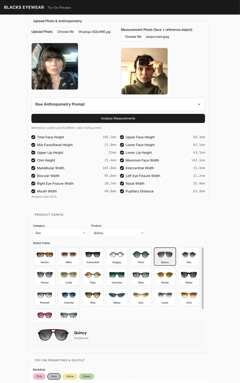 Black Eyewear try-on preview of quincy sunglasses