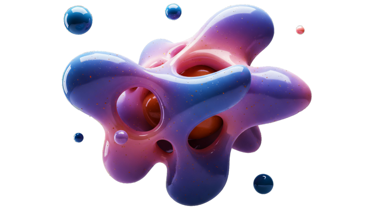 AI illustrated image in blue, pink and purple