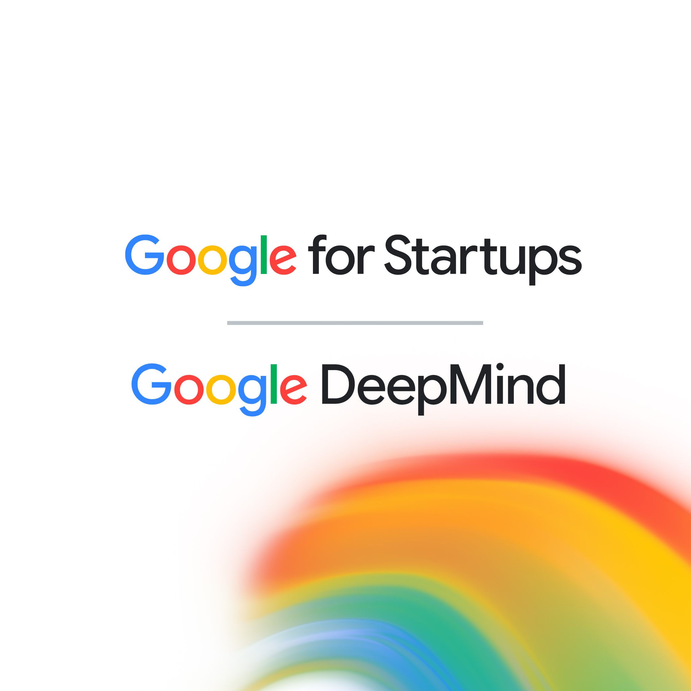 Official brand logos for Google for Startups and Google DeepMind