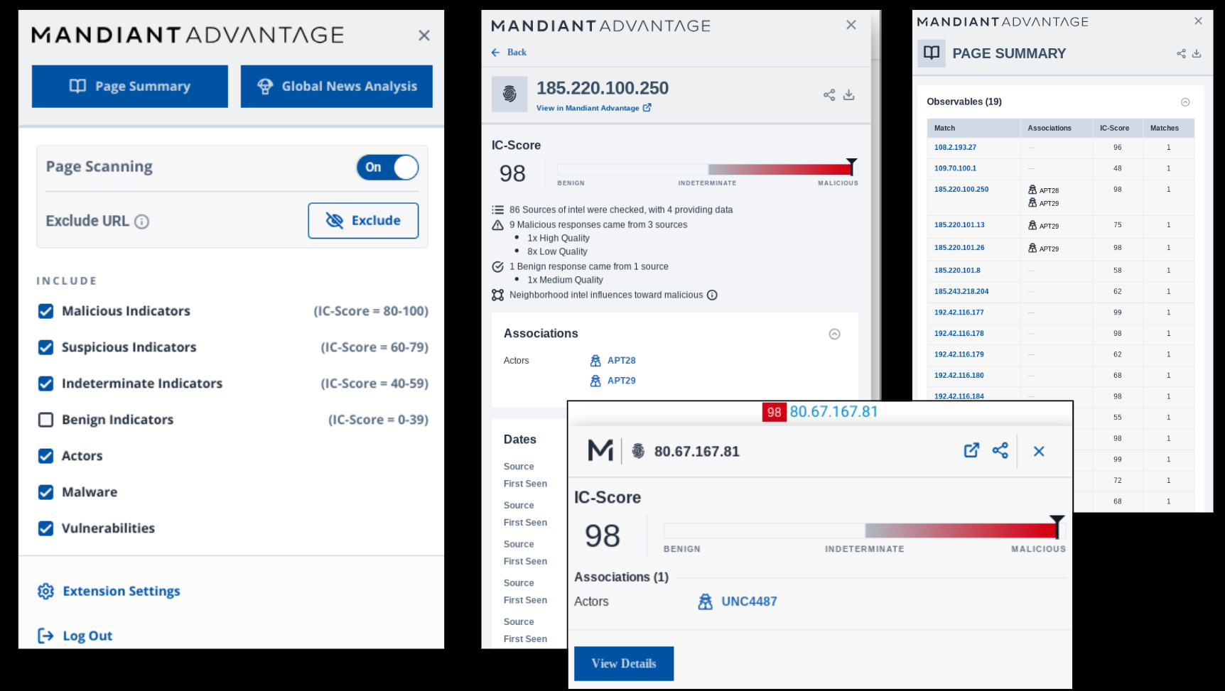 Mandiant Threat Intel's browser plug-in
