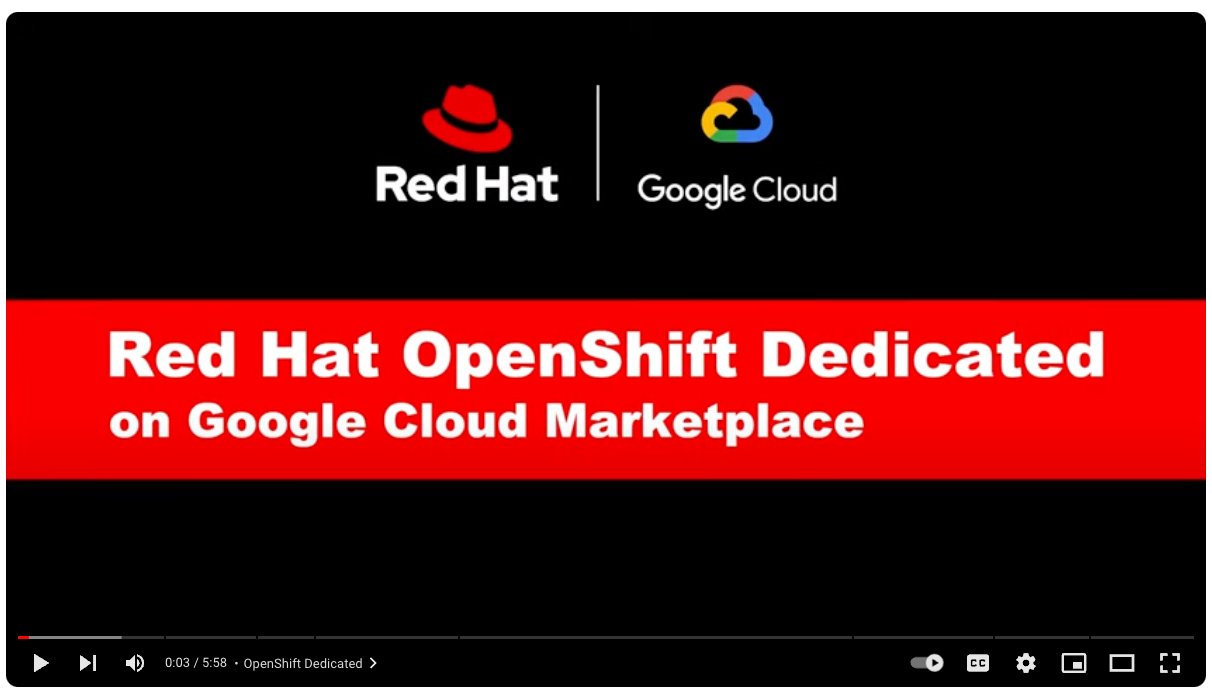 Get started with OpenShift Dedicated on Google Cloud Marketplace today