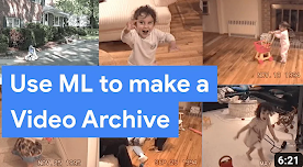 影片標題為「使用機器學習技術製作影片封存」，並搭配家庭相片拼貼