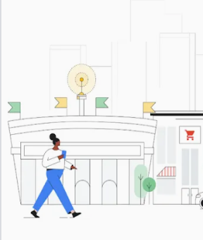 一位女士正在使用移动设备走过手机基站