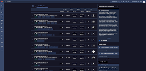 Google Threat Intel Demo screen