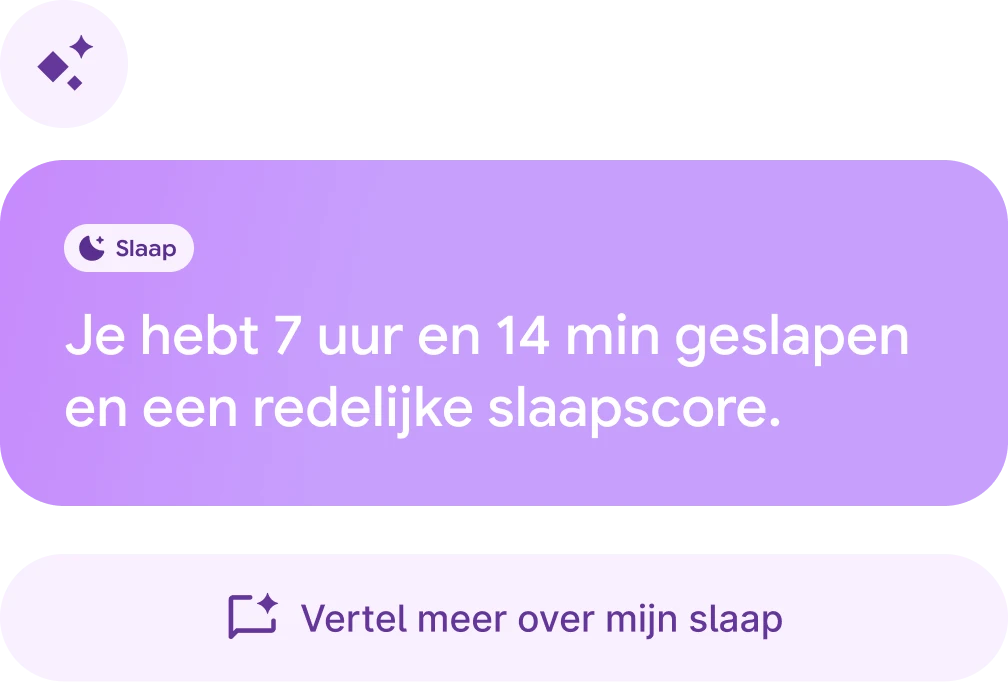 Een chat met de gezondheidscoach waarin staat: 'Slaap ik beter op dagen dat ik meer stappen zet?' 