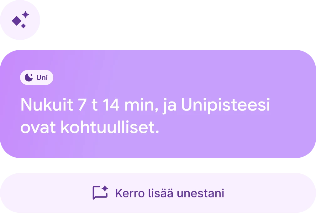 Terveysvalmentaja sanoo chatissa "Nukunko paremmin päivinä, jolloin otan enemmän askeleita?" 