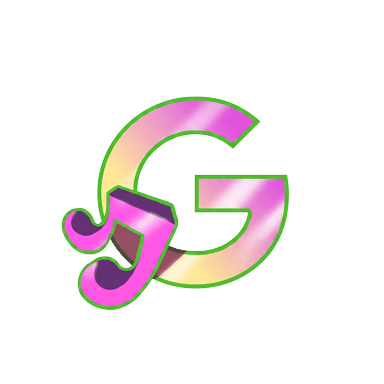 A pink G with a music note