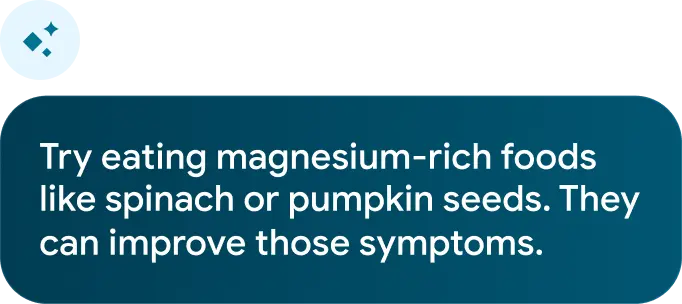 Image of Google Health Coach giving dietary advice to improve Women’s Health symptoms. 