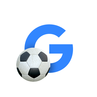 a blue G with a soccer ball