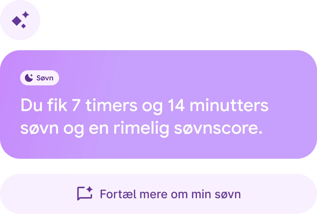 Chat med sundhedscoach, hvor der står "Sover jeg bedre på dage, hvor jeg tager flere skridt?" 