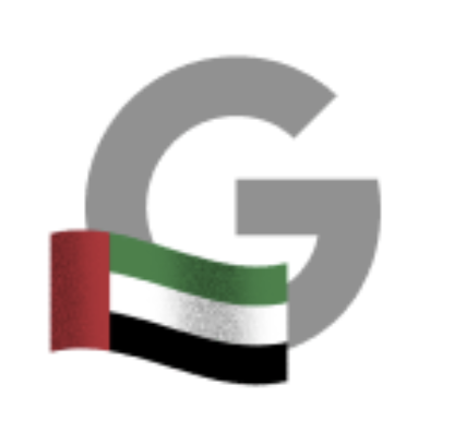 Illustration of the letter G next to the Emirati flag