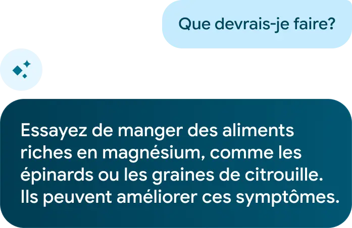 Image de Google Health&nbsp;Coach qui donne des conseils diététiques pour soulager les symptômes liés à la santé féminine. 