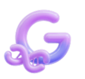 Illustration of a purple letter G with DNA