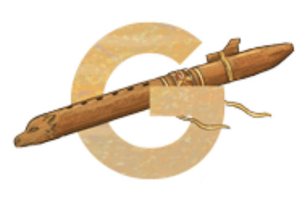 Illustration of the letter G next to a Native American flute