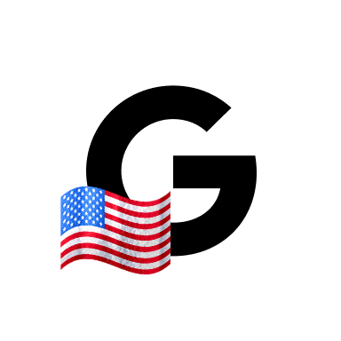 black letter G next to an American flag