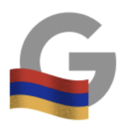 An illustration of the letter G next to the Armenian flag