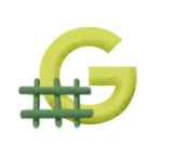 Illustration of the letter G with a green grid