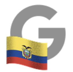 An illustration of the letter G next to the Ecuadorian flag
