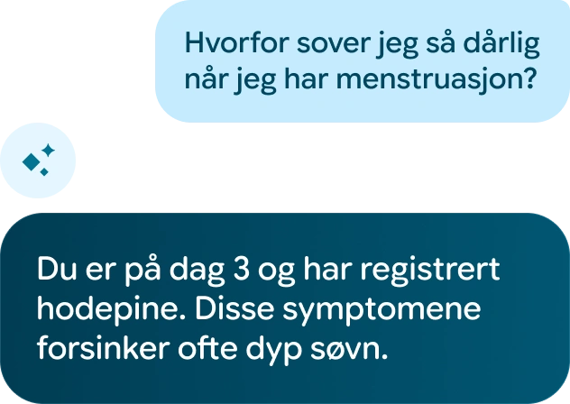 Bilde av en samtale med Google Health Coach som gir råd om symptomer under menstruasjonen.