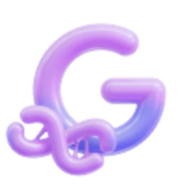 Illustration of a purple letter G with DNA