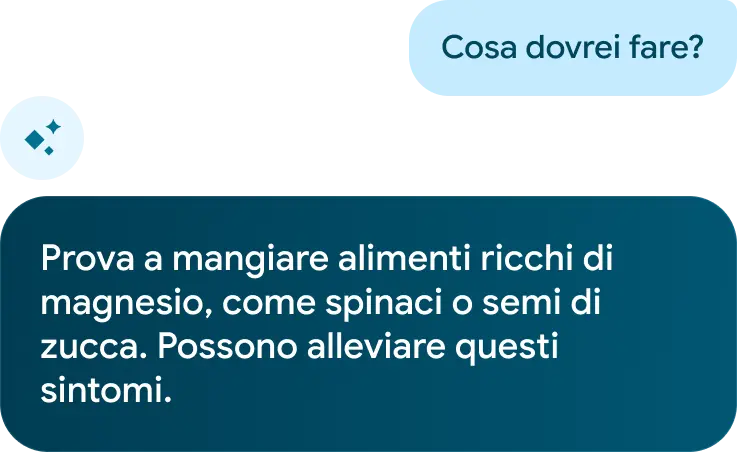 Immagine di Google Health Coach che fornisce consigli dietetici per migliorare i sintomi della salute femminile. 