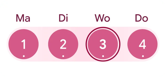 Afbeelding van de cyclusdagen in de Google Health-app voor de gezondheid van vrouwen. 