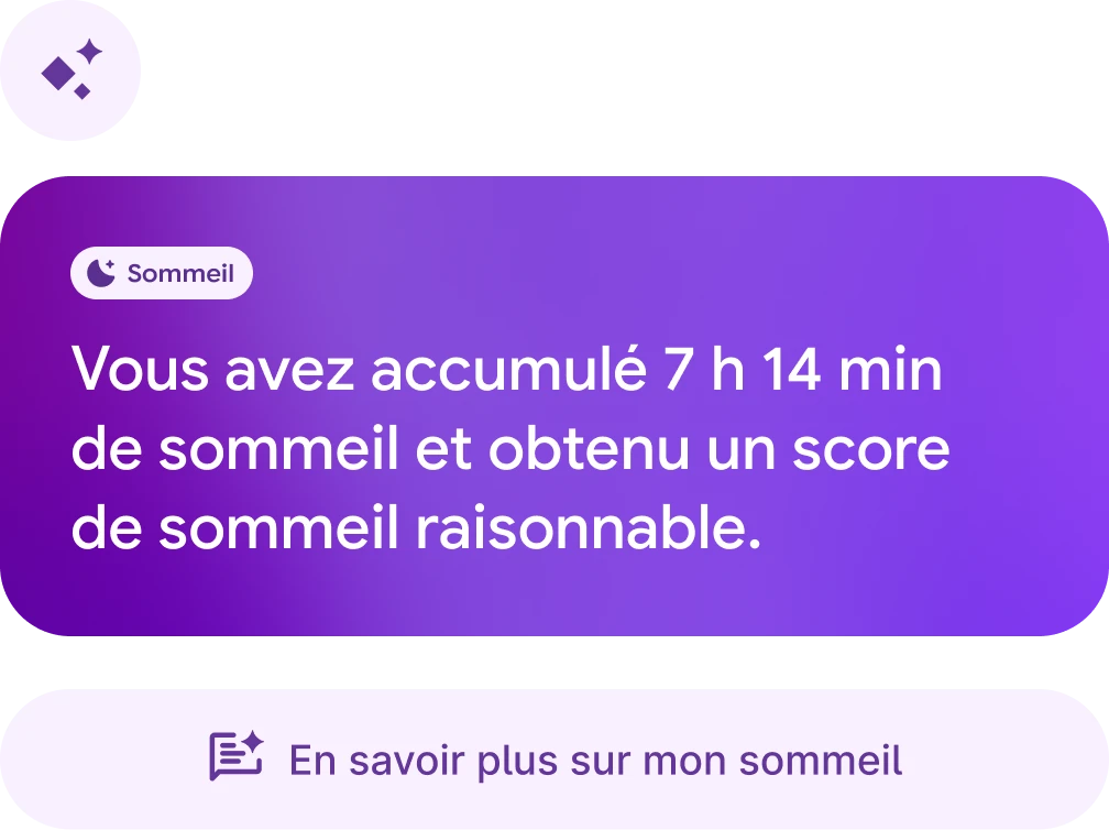 Discussion avec le coach santé disant&nbsp;: "Est-ce que je dors mieux les jours où je fais plus de pas&nbsp;?" 