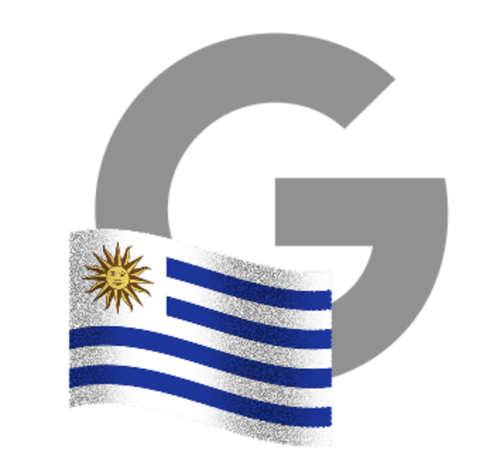 An illustration of the letter G next to the Uruguayan flag