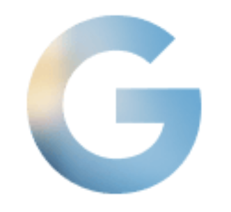 A misty blue and yellow illustration of the letter G