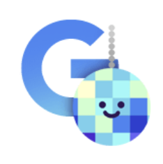 Illustration of the letter G with a smiling disco ball.