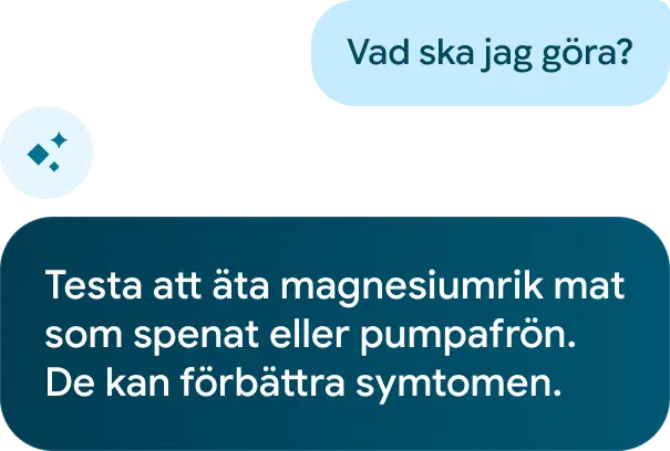 Bild på Google Health Coach som ger kostråd för att lindra menssymtom. 