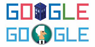 Image of Google logo with a Doctor Who avatar and TARDIS 