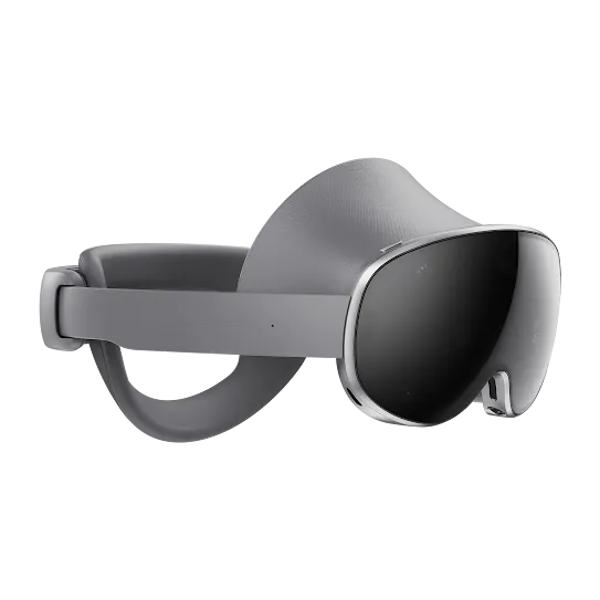 A side view of gray Galaxy XR headset.