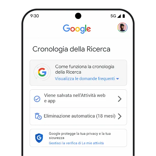 Immagine della cronologia della Ricerca