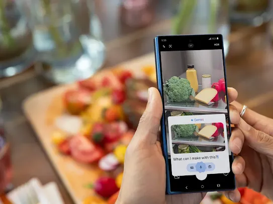 Bild der Gemini App auf einem Smartphone, die für ein Kochrezept genutzt wird.