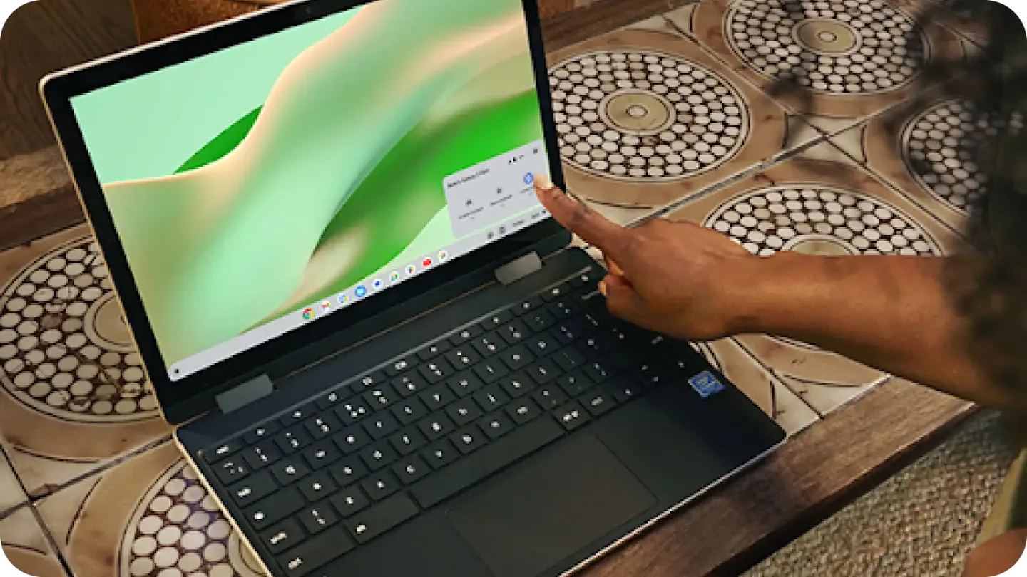Person using locate device function on Chromebook