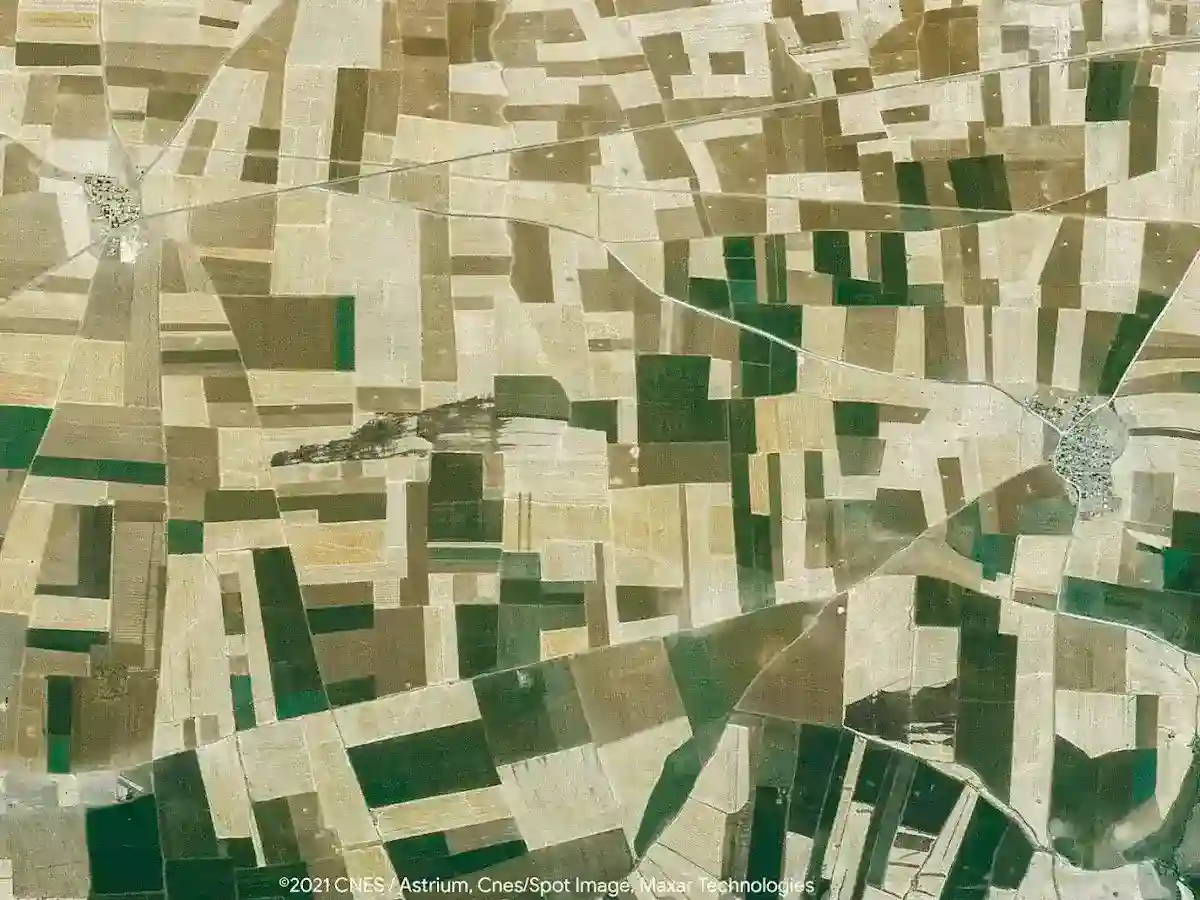 Aerial image of farm land in the Gaziantep Province, Turkey